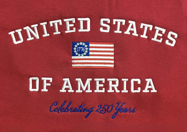 USA 250 Embroidered Sweatshirt (Close-up)